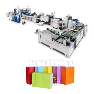 Hoge Kwaliteit Kraftpapier Boodschappentassen Met Handvatten Machine Verpakking Productielijn Machines