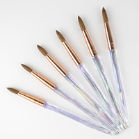 Fournisseur de pinceaux à ongles personnalisés avec logo, pinceau à ongles professionnel en acrylique avec manche en cristal Kolinsky