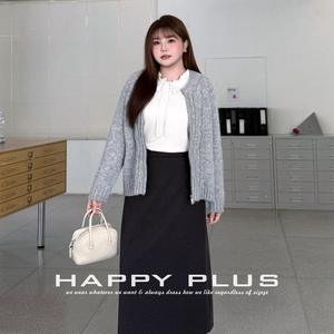 Happy Plus – haut en tricot à volants, blanc cassé, manches longues, couleur unie, pull grande taille pour femme, couche de base d'automne, N9401 - Product Image 4