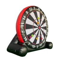 Jeu de fléchettes de football gonflable interactif commercial durable avec six ballons de football et cible Velcro