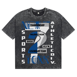 T-shirts pour hommes vintage noirs délavés à l'acide, respirants, de haute qualité, avec impression personnalisée de combinaison de couleurs, streetwear en coton - Product Image 1