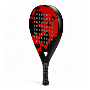 Raquette de beach tennis en forme de larme avec motif rouge et noir, en fibre de carbone, poignée antidérapante, absorption des chocs, filet en nylon, design portable - Product Image 1