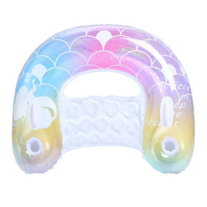 U-Shaped Mermaid <b>Inflatable</b> Floating Bed For Pool Adults PVC Recliner <b>Float</b> With Dreamy Design - Product Image 5