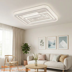 Plafonnier LED rectangulaire moderne à effet d'ondulation d'eau, avec variateur d'intensité à distance, pour la décoration intérieure de maisons de luxe - Product Image 2