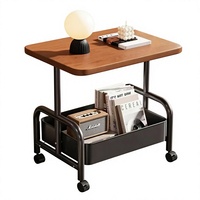 Meuble d'appoint mobile de conception moderne pour salon et chambre à coucher, table basse à double niveau avec roulettes