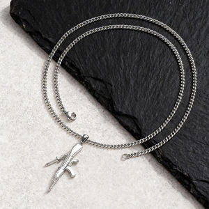 Collier AK-47 en acier inoxydable 316L pour hommes et femmes, pendentif pistolet d'assaut, bijoux hip-hop, chaîne torsadée, cadeau imperméable - Product Image 6