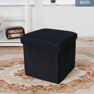 Taburete de almacenamiento de esponja multifuncional, mesa de té, taburete para zapatos de lino, plegable, color liso, varios modelos de cajas de almacenamiento - Product Image 6