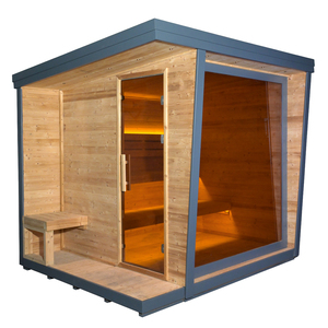 Cabine de sauna électrique extérieure à montage facile, construction en bois massif, utilisation simple, 220-240V pour une meilleure circulation - Product Image 3