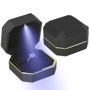 Wholesale Custom High-Grade Octagonal Gray LED <b>Lights</b> Jewelry Box Square Logo Spray with Modern Bronzing Screen Printing - Product Image 1