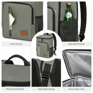Zaino Termico Premium alla Moda, Borsa da Picnic Grande Capacità, Impermeabile, Facile da Pulire, con Fodera Termica e <span class=keywords><strong>Tasca</strong></span> Frontale per Campeggio ed Escursionismo - Product Image 4