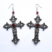 Boucles d'oreilles punk noires Bijoux d'Halloween Boucles d'oreilles croix gothique
