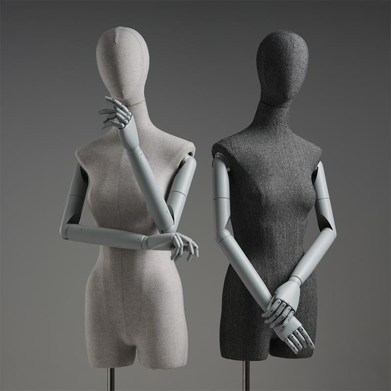 New Design Female Fashion Dress Form Tailors Bust Mannequins Linen Fabric  Grey Window Dummy With Articulated Arms| Alibaba.com