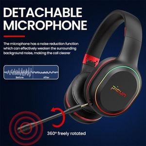 Picun P80X Wireless Dynamic RGB Lighting Gaming Headset with ANC Function, 40-50 Hours Battery Life, For <b>Phones</b>/Tablets/PCs - Product Image 3