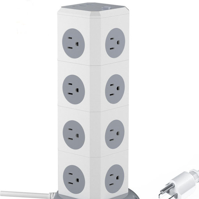 Custom Universal Multiprise Multi-layer Vertical Extension Charging Socket With Usb Port