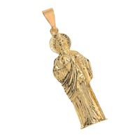 Liontin Hip Hop Santo Yudas Kristen Religius untuk Pria Wanita, Lapisan Emas 14K, Yesus Berlapis Emas