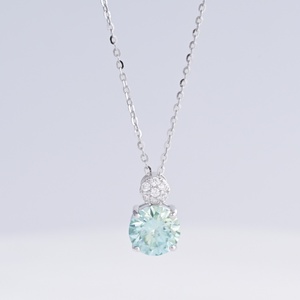 wholesale plata 925 silver Classic Aquamarine Pendant Necklace Everyday Wear minimalist mama stone dainty necklaces for girls - Product Image 1