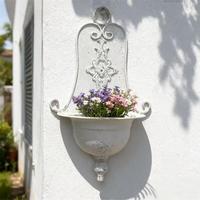 Pot de fleurs mural en fer de style français, demi-cercle, écologique, revêtement poudré, rétro, décoration de jardin, balcon, jardinière