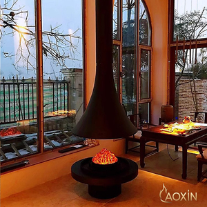Chimenea suspendida hecha a medida para uso doméstico <span class=keywords><strong>Leña</strong></span> colgante irregular Decoración <span class=keywords><strong>de</strong></span> calefacción <span class=keywords><strong>de</strong></span> fuego real para Villa Cottage Living - Product Image 4