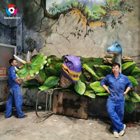 Décoration murale dinosaure animatronique 3D - Relief réaliste de tête de Triceratops et de Raptor grandeur nature pour parcs à thème et restaurants jurassiques