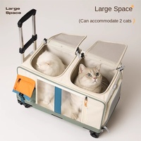 Poussette de luxe pliable à 4 roues pour animaux de compagnie avec fermeture éclair, chariot de transport portable pour chiens et chats, idéal pour les voyages en extérieur