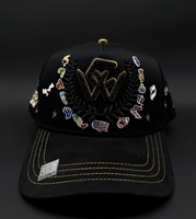 Casquette de baseball brodée ajustée en daim à large bord avec strass, modèle original de créateur, échantillon gratuit 2025, logo personnalisé Barbas Hat
