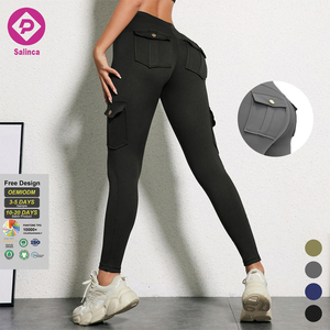 <span class=keywords><strong>Pantalon</strong></span> cargo de sport <span class=keywords><strong>taille</strong></span> haute pour <span class=keywords><strong>femme</strong></span>, extensible dans les 4 sens, motif uni, leggings de yoga effet push-up avec poches - Product Image 1