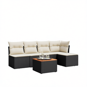 Set di divani da giardino in rattan nero moderno per 7 persone, design contemporaneo - Product Image 1