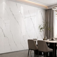 Plaque PVC UV WYRAX Effet Marbre Onyx Blanc pour Mur de Fond TV d'Appartement 1220x2440mm 2.8mm Facile à Nettoyer Revêtement Intérieur