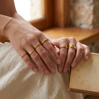 Bagues simples et lisses X&L Jewelry, plusieurs tailles, plaquées or 18 carats, en acier inoxydable résistant à l'eau, pour femmes