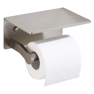 Porte-papier toilette moderne auto-adhésif avec étagère murale, porte-rouleau de papier toilette avec étagère pour téléphone portable, porte-rouleau de papier toilette - Product Image 1