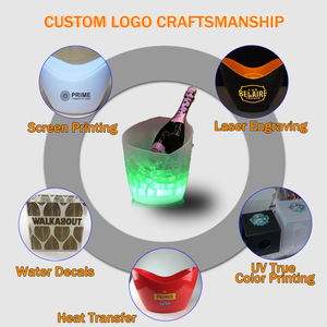 Seau à glace lumineux à LED pour fêtes, alimenté par batterie, pour bouteilles de bière et de vin, en plastique transparent blanc, refroidisseur - Product Image 6