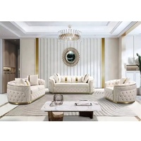 Sofá Modular de Terciopelo de Lujo en Forma de L, Conjunto de Sofá Chesterfield Convertible con Botones, Muebles para Sala de Estar