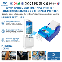 Printer Thermal Terintegrasi MASUNG 80mm 203dpi 250mm/s USB Printer Struk POS Pemotong Kertas Otomatis