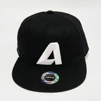 Gorra de Hip Hop Personalizada con Logotipo Bordado en 3D, 6 Paneles, Negra, Ajustable, Unisex, Estilo Urbano