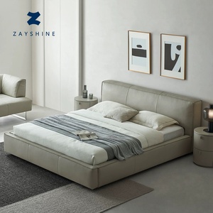 Letto Matrimoniale Zayshine di Lusso in Vera Pelle Stile Minimalista Italiano, Letto <span class=keywords><strong>King</strong></span>-<span class=keywords><strong>Size</strong></span> da 1,8 Metri con Contenitore, Letto Morbido Matrimoniale di Grandi Dimensioni per Camera da Letto Padronale - Product Image 1
