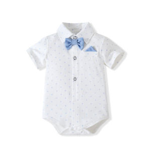 Catpapa - Conjunto de 3 Piezas <span class=keywords><strong>para</strong></span> Bebé <span class=keywords><strong>Niño</strong></span>, Estilo Caballero, Mono Estampado, Pantalones Cortos Azul Claro, Tirantes, Traje Formal - Product Image 3