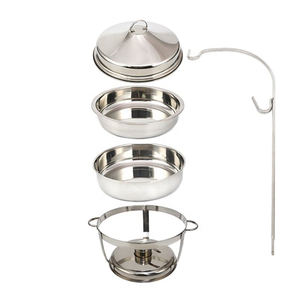 Couvercle à charnière suspendu en argent et or blanc de luxe moderne, marmites chauffantes, buffet, plat à friser pour la restauration, le service de mariage - Product Image 3