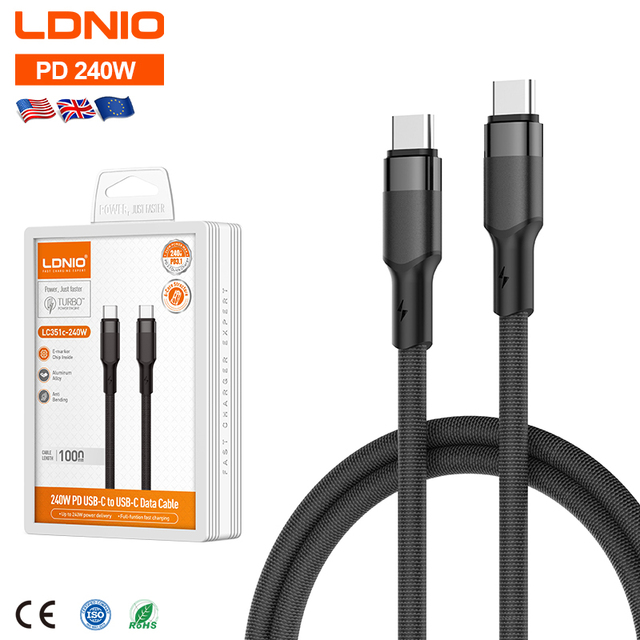 LDNIO LC351C 240W PD3.1 USB C to C Fast Charging Cable Type C Data Cable E-Marker Chip 5 Core Structure Compatible with Xiaomi