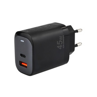 Chargeur USB C 45W 1C1A CE GaN PD QC 3.0 Charge rapide compatible avec les ordinateurs portables iPad Pro iPhone 15 Pro Max 13 Galaxy