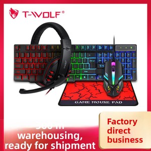 T-Wolf Tf800 Bốn Mảnh Thiết Lập Cho Các Game thủ Sáng 104 Phím Bàn Phím Cơ Khí Tây Ban Nha Nga Trò Chơi Tai Nghe Máy Tính Xách Tay Tương Thích - Product Image 3
