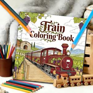 Carnet de coloriage sur le thème du train, personnalisé, de haute qualité, reliure parfaite, couverture <span class=keywords><strong>en</strong></span> carton 250 g/m², pour adultes, anti-stress - Product Image 4