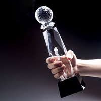 Trophées en cristal de verre 3D personnalisés de style moderne, de haute qualité, pour le golf et le sport, médailles et plaques écologiques, 28 cm