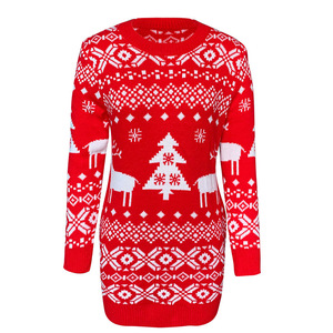 ODM/OEM Navidad Otoño-Invierno moda estilo manga larga suéter <span class=keywords><strong>de</strong></span> <span class=keywords><strong>punto</strong></span> vestido <span class=keywords><strong>de</strong></span> mujer - Product Image 3