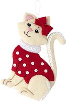 Niedliche Haustier-Themen Weihnachtsornamente Umweltfreundliche Bestseller Filz-Katze mit Pullover-Design für Feiertags-Heim- und Baumdekoration