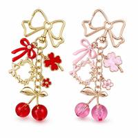 Roze rode kersenbloem vlinder hart klaver emaille zinklegering flesopener sleutelhanger plant fruit handgemaakte sieraden vrouwen meisjes