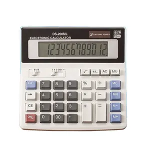 Wholesales 12 digits two way power calculator Electronic bare solar cell calculator desk office big display calculator