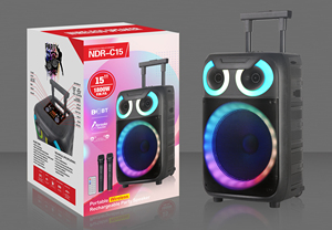 Altavoz con carrito <span class=keywords><strong>de</strong></span> luz para karaoke, reproductor <span class=keywords><strong>de</strong></span> música portátil con cable, <span class=keywords><strong>15</strong></span> pulgadas, precio barato, recargable, sonido fuerte - Product Image 2