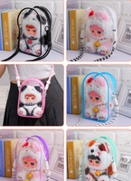 Sac à bandoulière transparent en PVC pour poupée, motif boîte de lait, 10cm, 15cm, 18cm, 20cm, pour poupée en peluche, Labubu, sac cadeau en PVC
