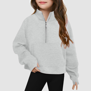 Qingli OEM Custom Factory autunno nuova giacca sportiva da ragazza <span class=keywords><strong>con</strong></span> colletto rialzato felpa a mezza <span class=keywords><strong>Zip</strong></span> a maniche lunghe larga - Product Image 5