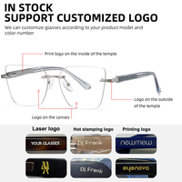 Monture de lunettes sans monture brillante de luxe pour femmes nouvelle mode lunettes œil de chat conception Logo personnalisé lunettes lunettes